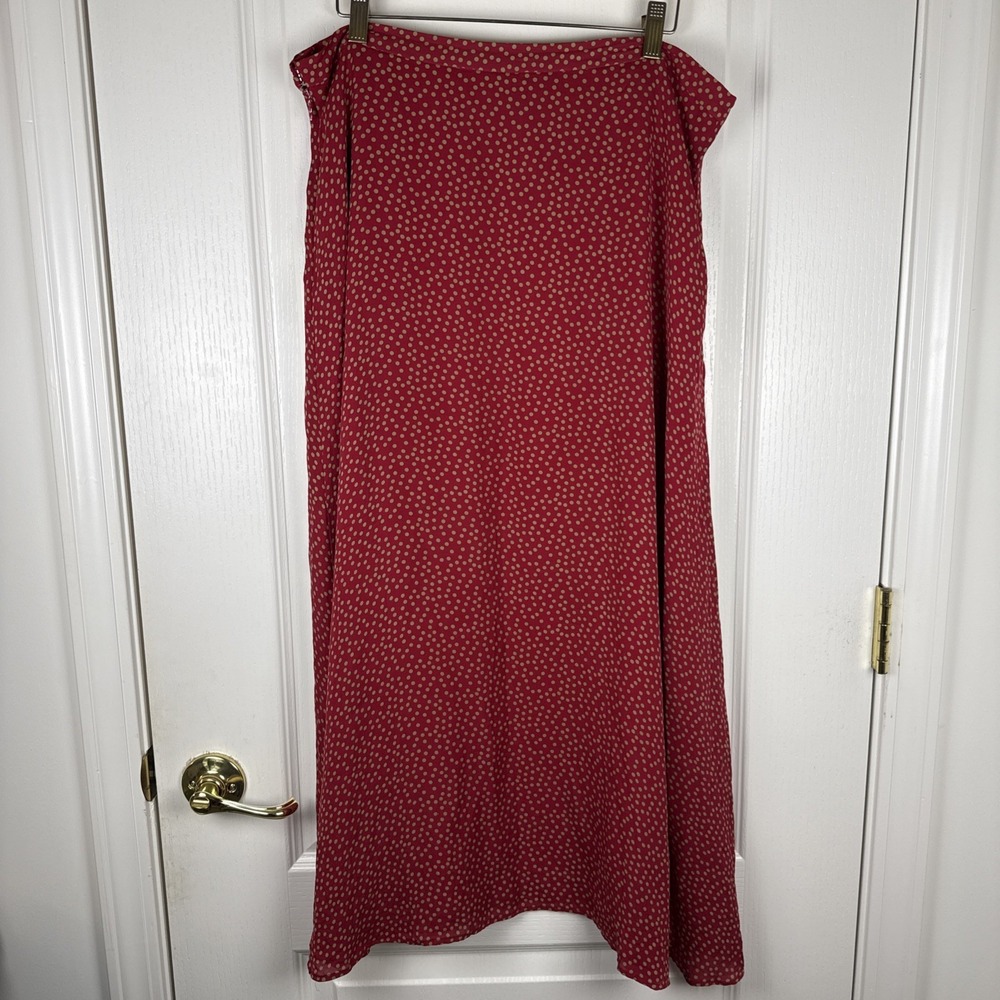 Kasper Red Polka Dot Midi Skirt Size 16 Plus A-Line Career Office Wear - Picture 2 of 6